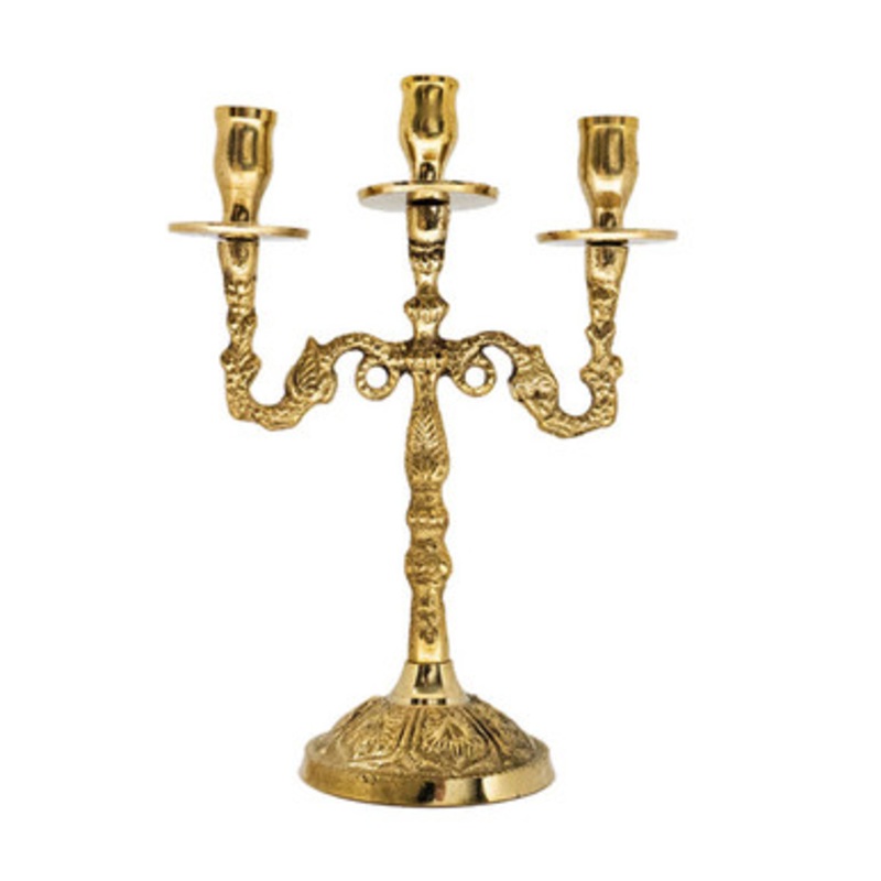 Brass Dragon Three Candle Holder