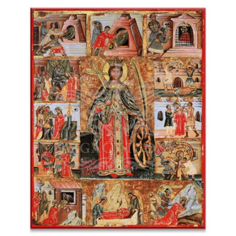 Saint Katherine with Scenes (XVIIc) Icon – S558