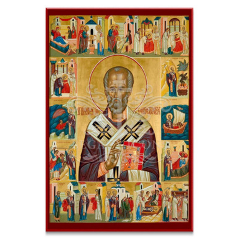 Saint Nicholas With Scenes Cathedral Size Icon – S594