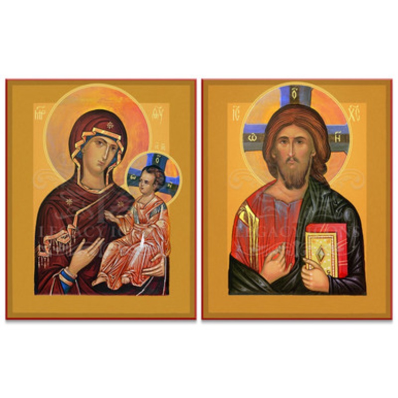 Christ and Theotokos (Gold) Prayer Corner Icon Set – Y024