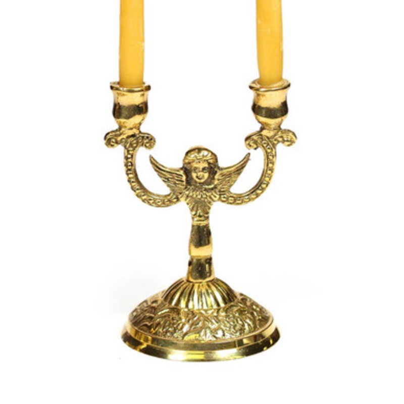 Brass Cherubim Two Candle Holder