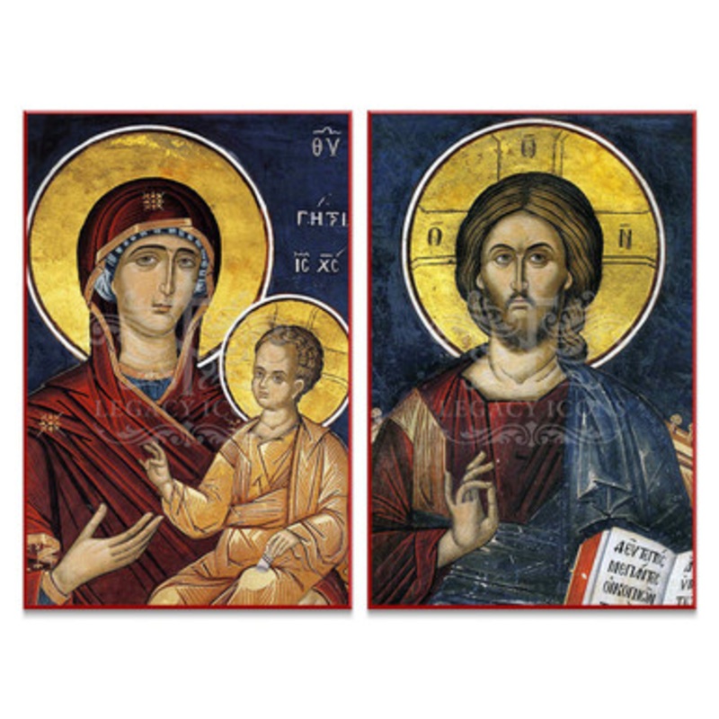 Christ and Theotokos (Athos) Icon Set – Y027