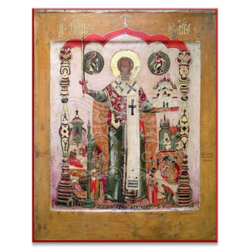 Saint Nicholas with Sword and Scenes Icon – S463