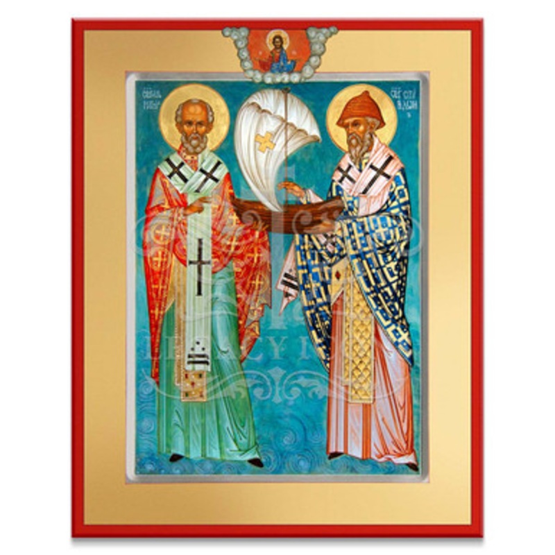 Saints Nicholas and Spyridon the Wonderworkers, Protectors of Those at Sea Icon – S525