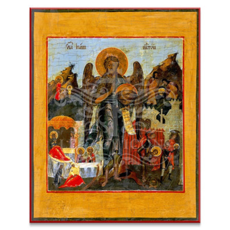 Saint John the Baptist with Scenes (XIXc) Cathedral Icon – S369
