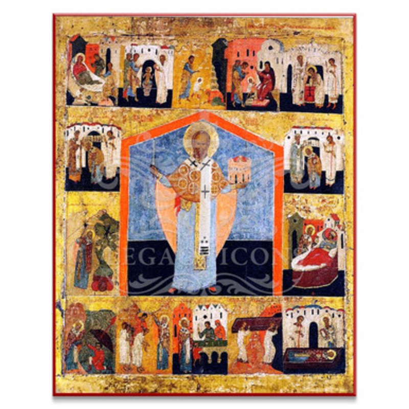 Saint Nicholas With Scenes (XVIIc) Icon – S138