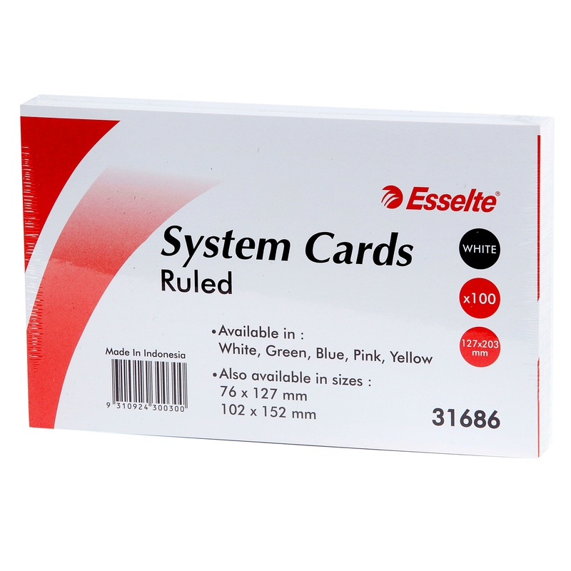 Esselte System Cards 203x127mm (8×5) Pack Of 100