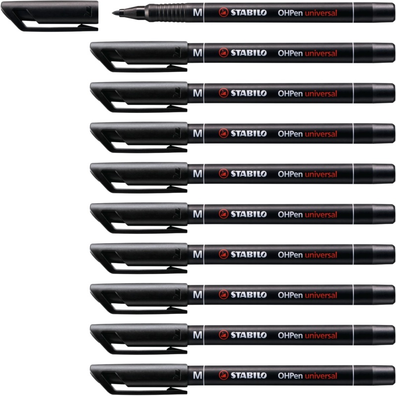 Stabilo Ohpen Universal Permanent Superfine Black Overhead Projector Pens – Pack Of 10