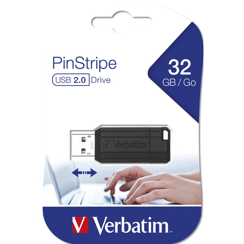 Verbatim Pinstripe USB Drive Store And Go 32GB Black