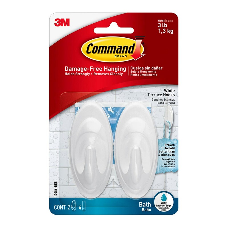 Command Medium White Bathroom Hook 17086Q Pack of 2