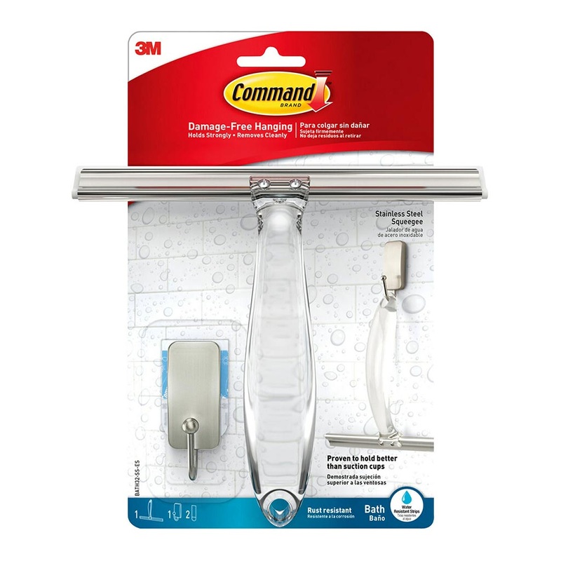 Command Metal Bath Hook and Squeegee