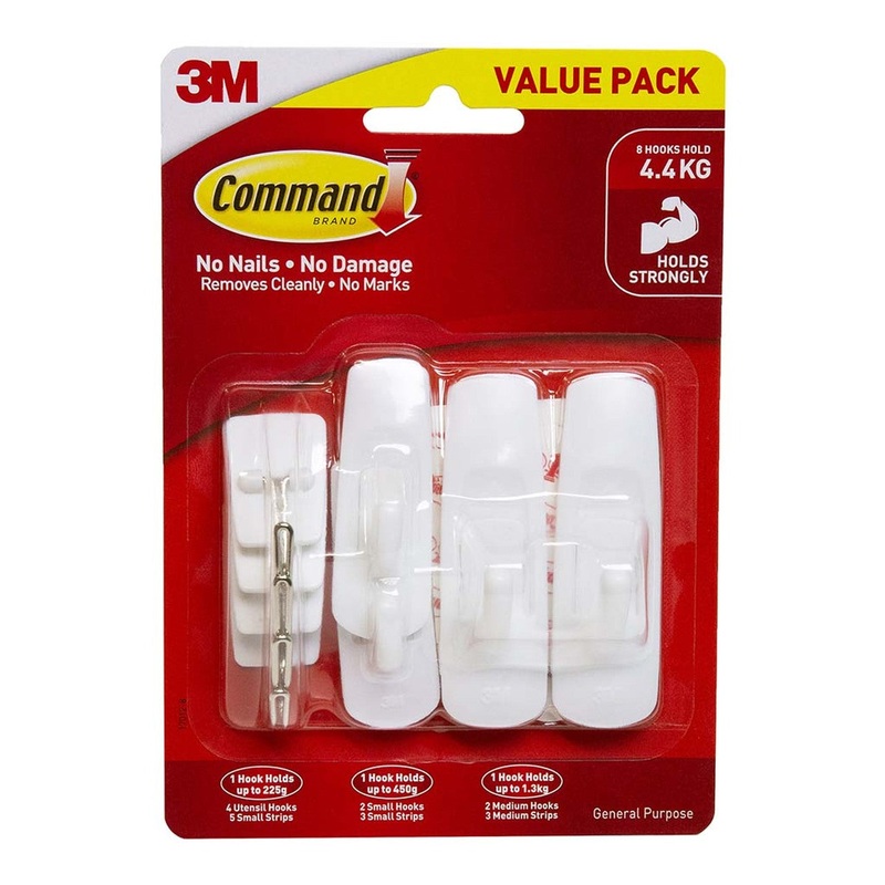 Command Hook 17012-8 Assorted White – Pack Of 8