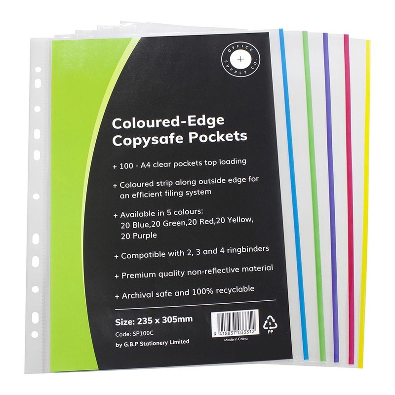 OSC Copysafe Pockets A4 Assorted Colours – Pack Of 100