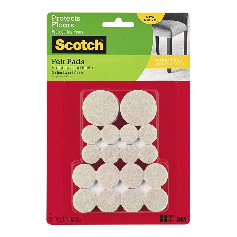 Scotch Assorted Beige Felt Pads Pack of 36