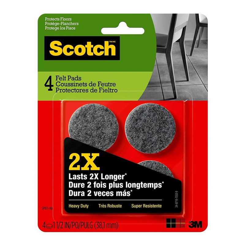 Scotch Heavy Duty 3.8cm Round Felt Pads Pack of 4
