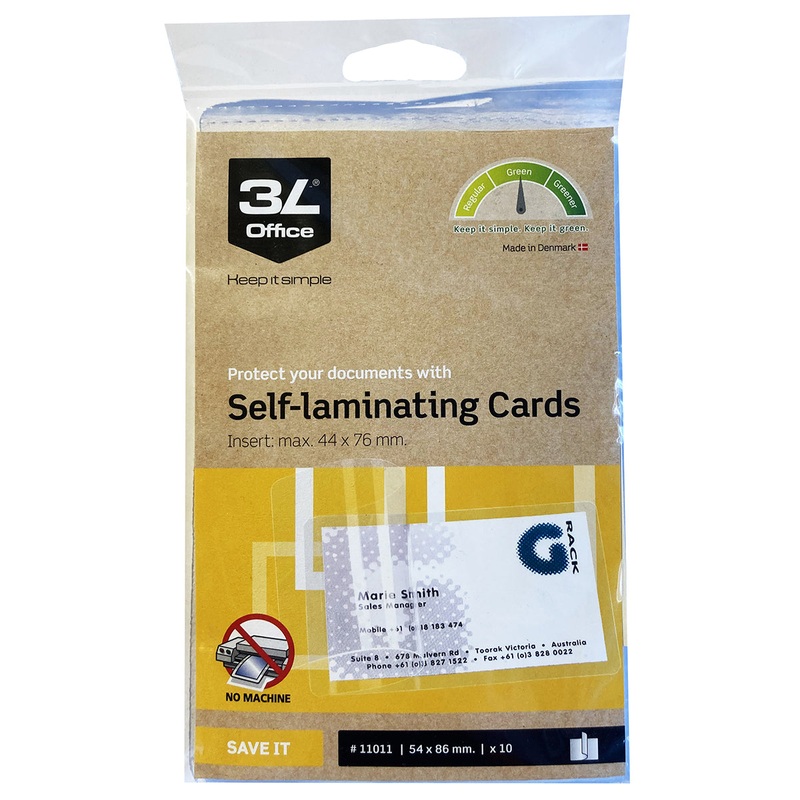 3L Self Laminating Cards 54x86mm – Pack Of 10
