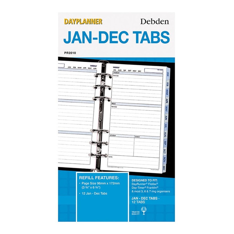 Debden Personal Dayplanner Tabs Jan-dec