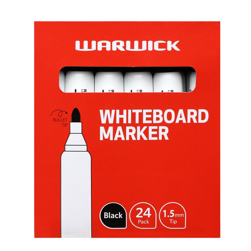 Warwick Bullet Tip Whiteboard Markers Pack of 24