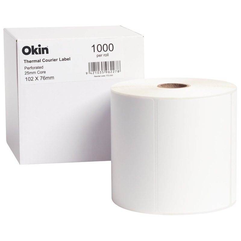 Okin Thermal Courier Label Perforated 102x76mm 1000 Labels