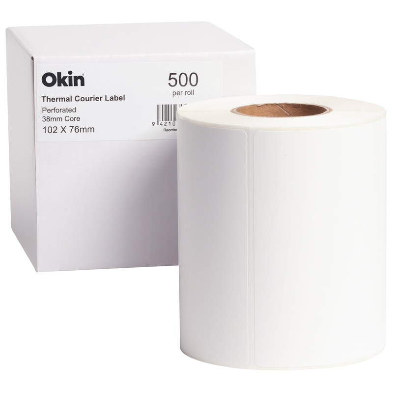 Okin Thermal Courier Label Perforated 102x76mm 500 Labels