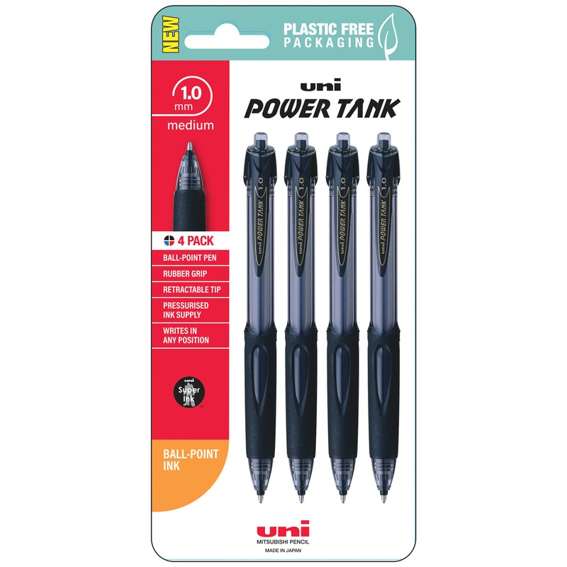 Uni PowerTank 1.0mm Retractable Pens Set of 4