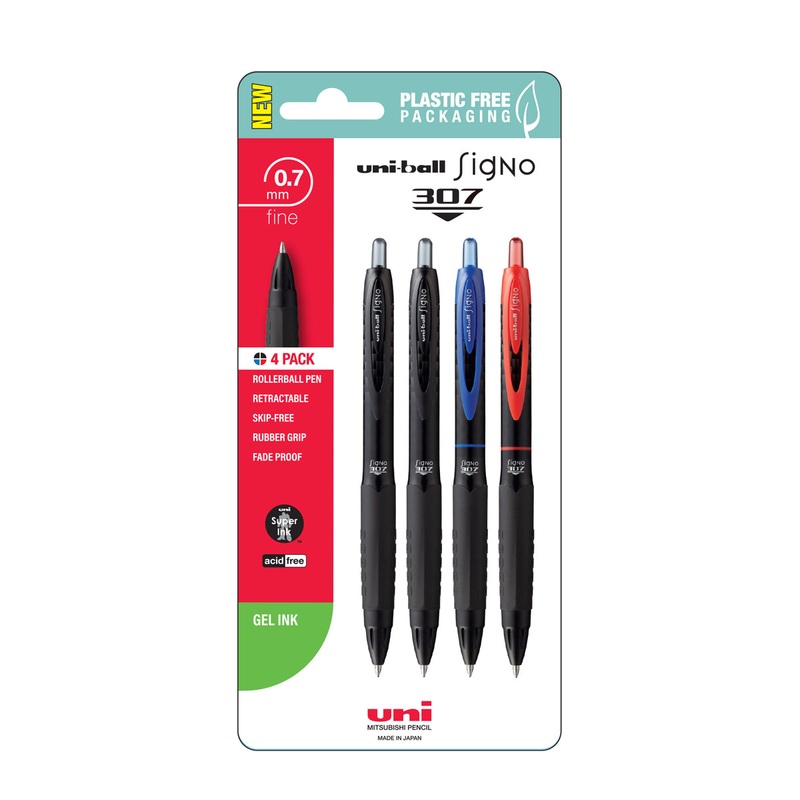 Uni Signo 307 0.7mm Fine Assorted Retractable Pens Set of 4