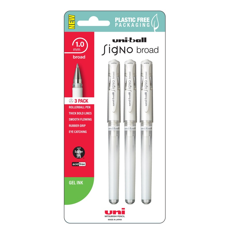Uni Signo Broad 1.00mm White Pens Set of 3