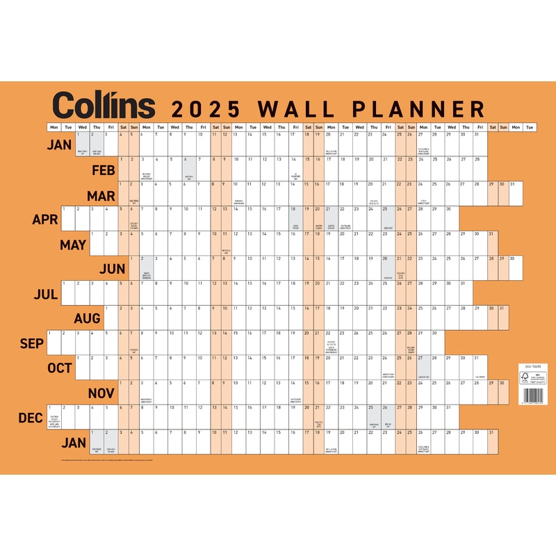 Collins Unlaminated Wallplanner