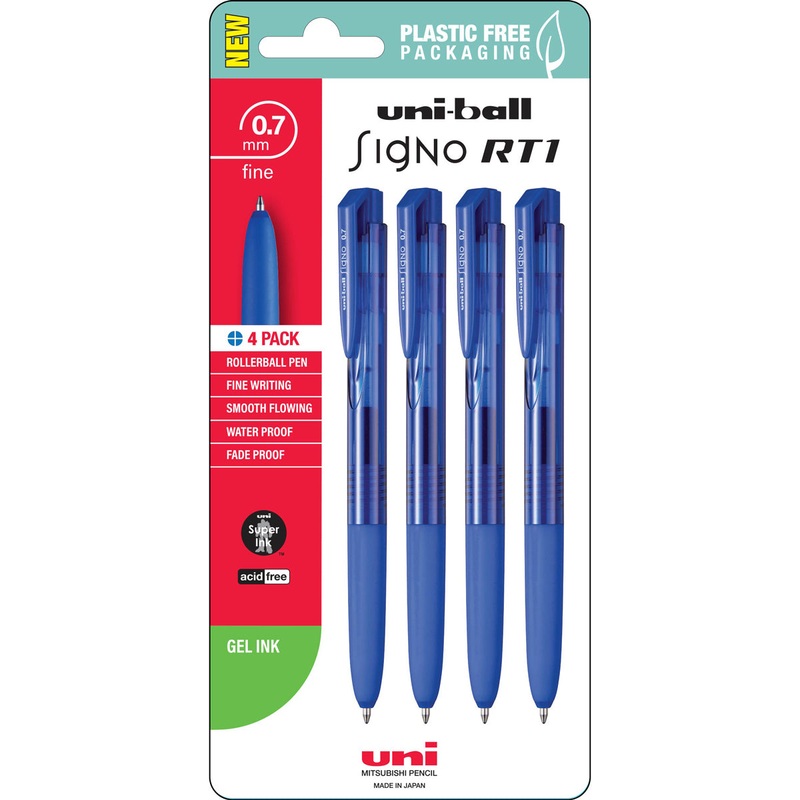 Uni Signo RT1 0.7mm Blue Retractable Pens Set of 4