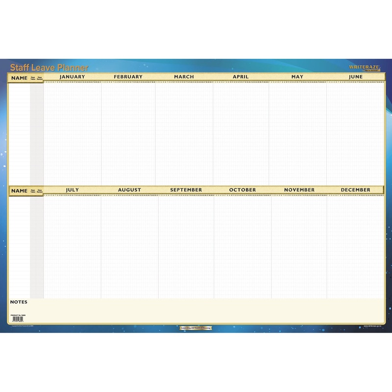 Writeraze Staff Leave Planner 700x1000mm Laminated Wallplanner