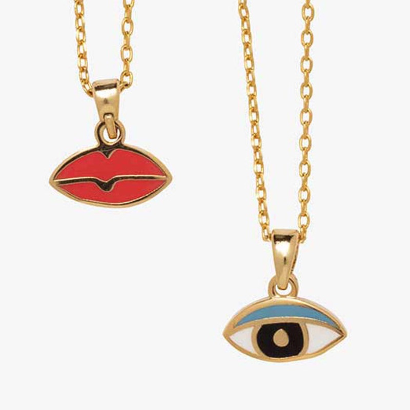 Yellow Owl 2-Sided Pendant Eyes/Lips