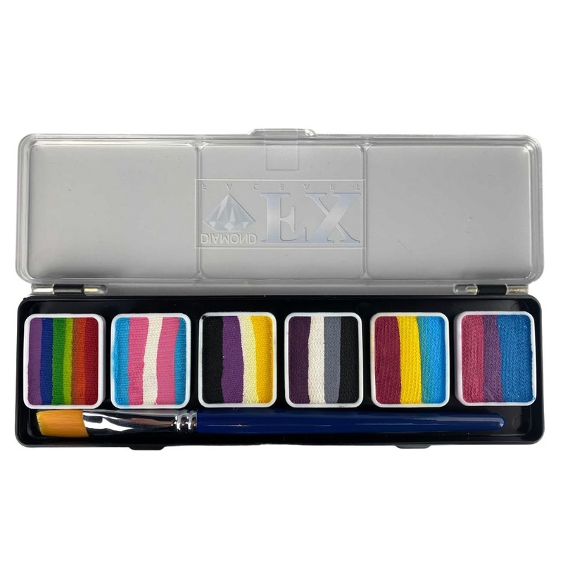 Diamond FX Face Paint | 6 x 6gr Split Cake Palette – Matte Colors – PRIDE
