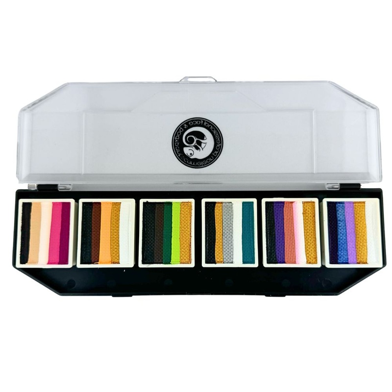 Cameleon Face Paint  | Split Cake Colorblock Palette – Grown Up Glitz 1 – 6 x 10gr