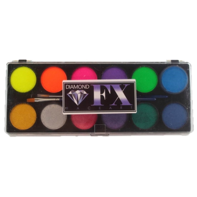 Diamond FX Paint – Large 12 Color Neon / Metallic Palette (SFX – Non Cosmetic)