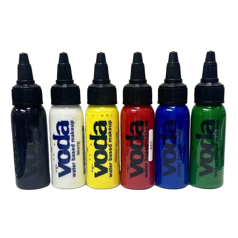 European Body Art | VODA (VIBE) Water Based Airbrush Body Paint – 6 Color PRIMARY Starter Kit – 1oz Bottles