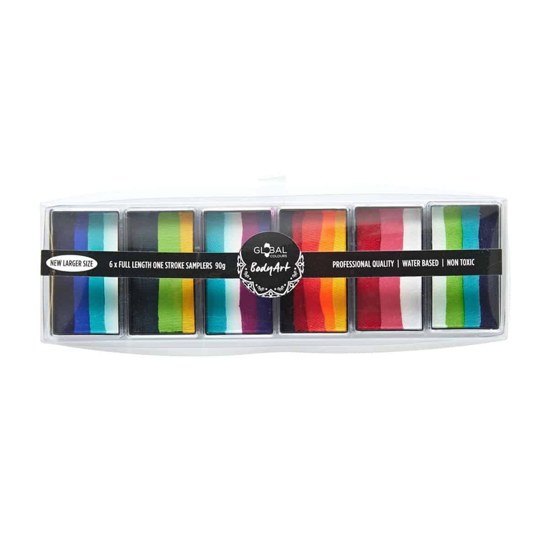 Global Body Art | One Stroke Face Paint Sampler Palette – Rainbow Burst – 6 cakes x 15gm