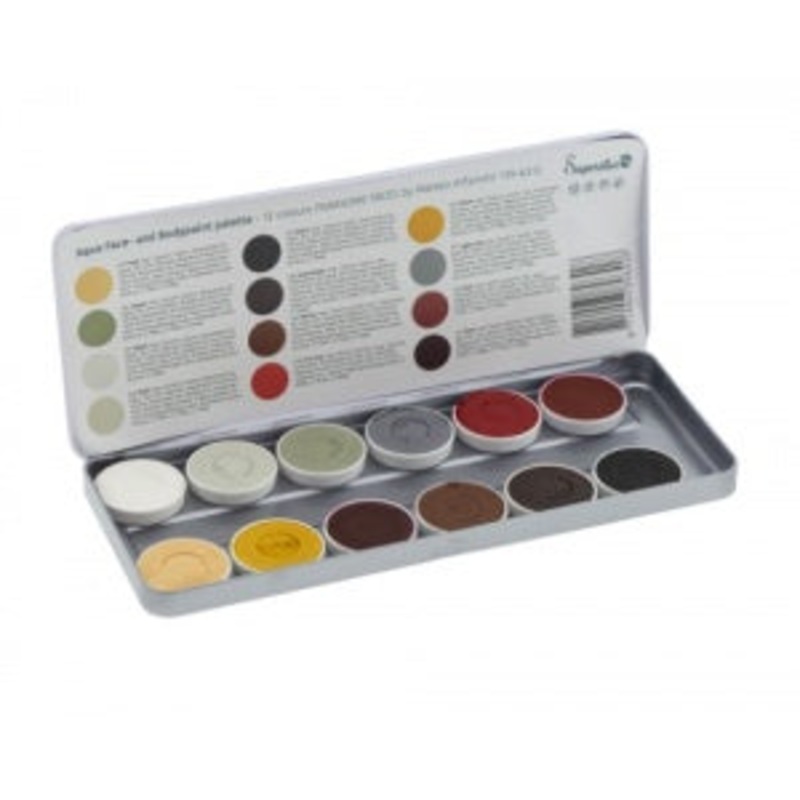 Superstar Face Paint | Aqua Face and Body Painting Palette – 12 Color Fearsome Faces Palette by Matteo Arfonotti