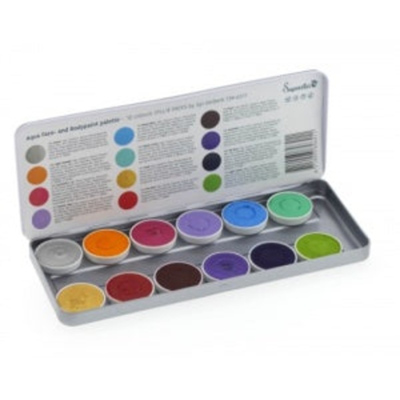 Superstar Face Paint | Aqua Face and Body Painting Palette – 12 Color Syllie Faces Palette by Syl Verberk